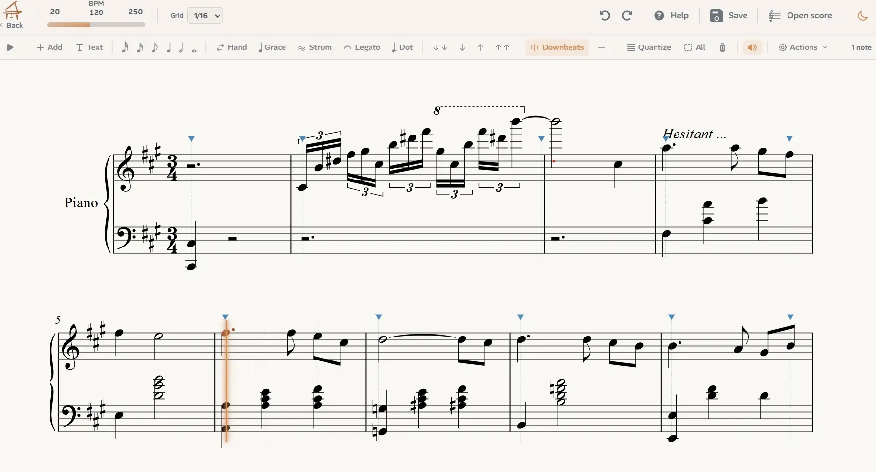 Sheet music AI editor interface