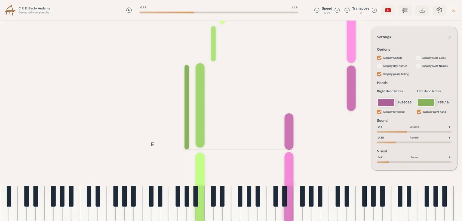 Interactive MIDI piano roll